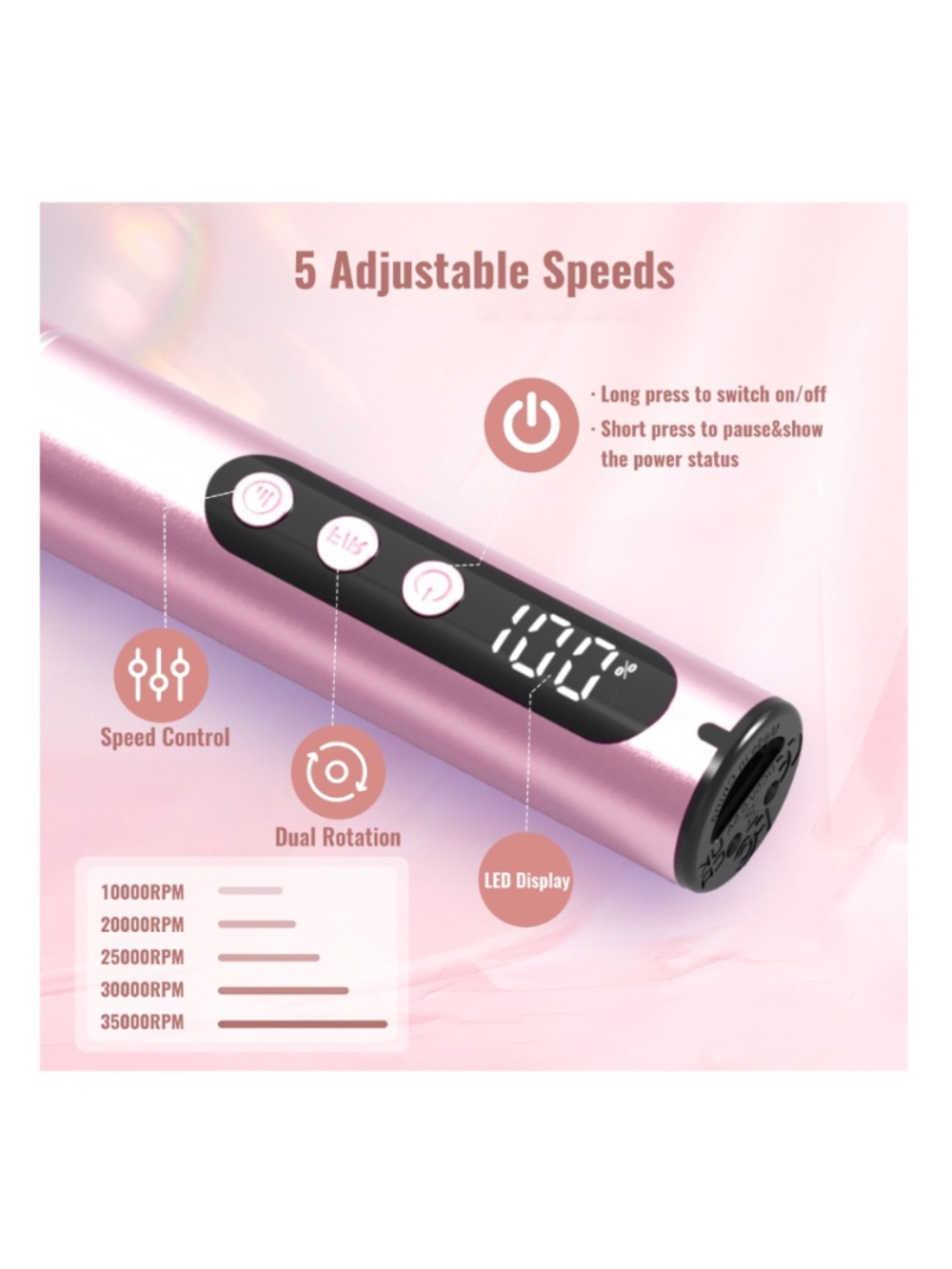 LED Nail Light And Nail Drill Set Pink - Picture 2 of 15
